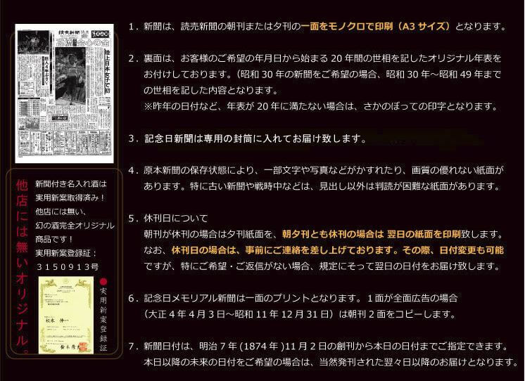 60年前のお誕生日新聞と裏面の20年分の年表について