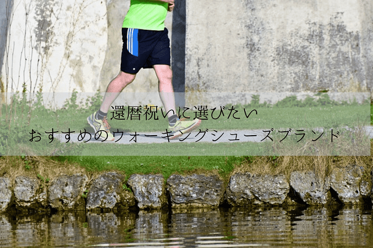 水辺の芝生でウォーキングをする男性