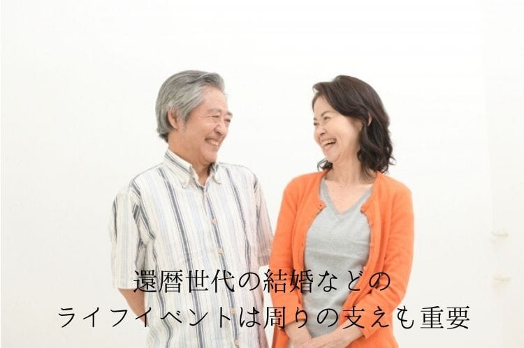 シニア夫婦がお互い目をみつめあい笑っている様子