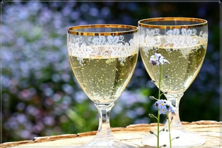 シャンパンのようなお酒が入った2つのグラス