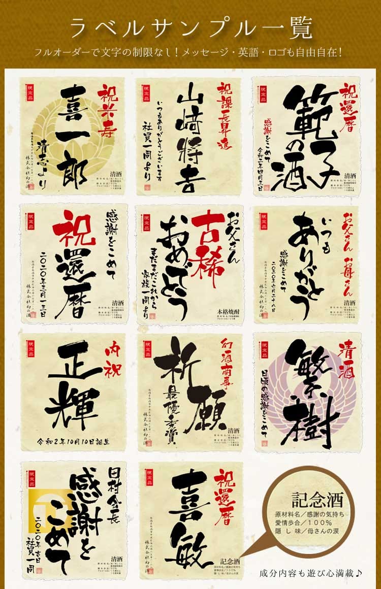 傘寿祝い館 | 80歳のプレゼントに10年間で名入れ酒累計72,293名