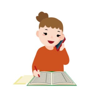 電話をする女性の絵