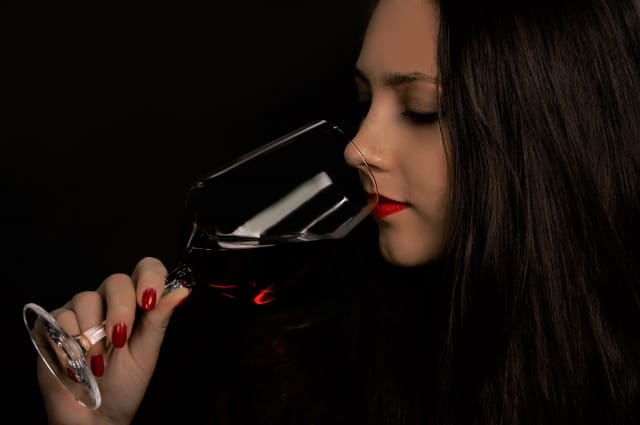 Woman drinking wine