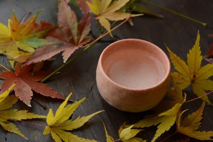 もみじの葉っぱとおちょこ(日本酒)