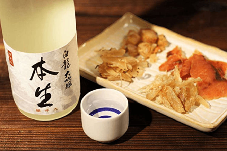 ギフト 日本酒 大吟醸【白龍 本生】一年熟成生原酒720ml×清酒漬け珍味4種セット