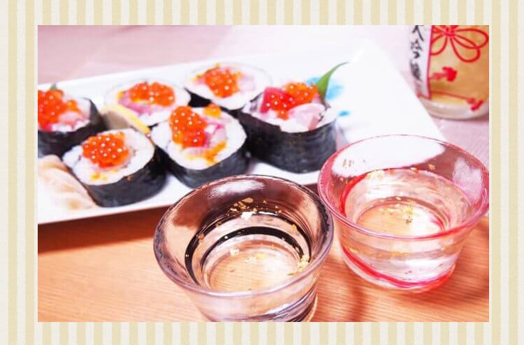 巻きずしと日本酒